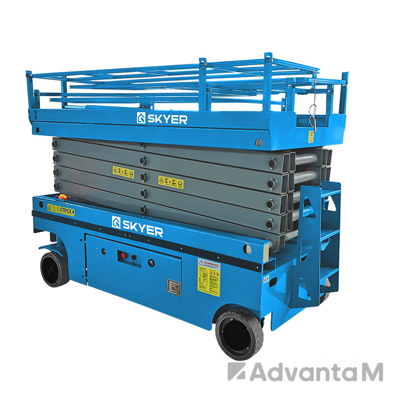 Самоходный ножничный подъемник с выдвижной платформой  (узкий) SKYER PLH1025 - 4