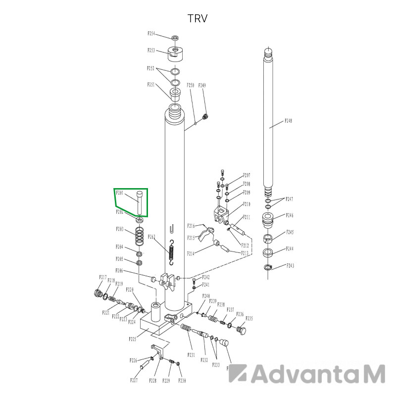 Шток нагнетательный гидроузла для TRV1020  - 1