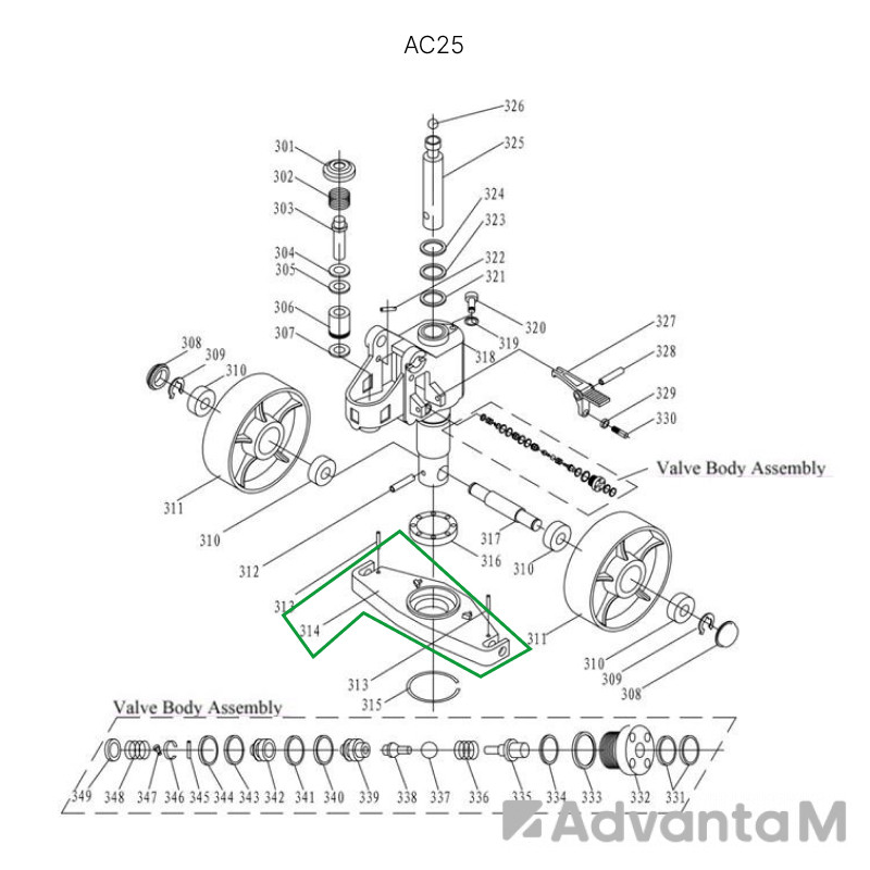 Опорная площадка гидроузла гидравлических тележек AC25  - 1