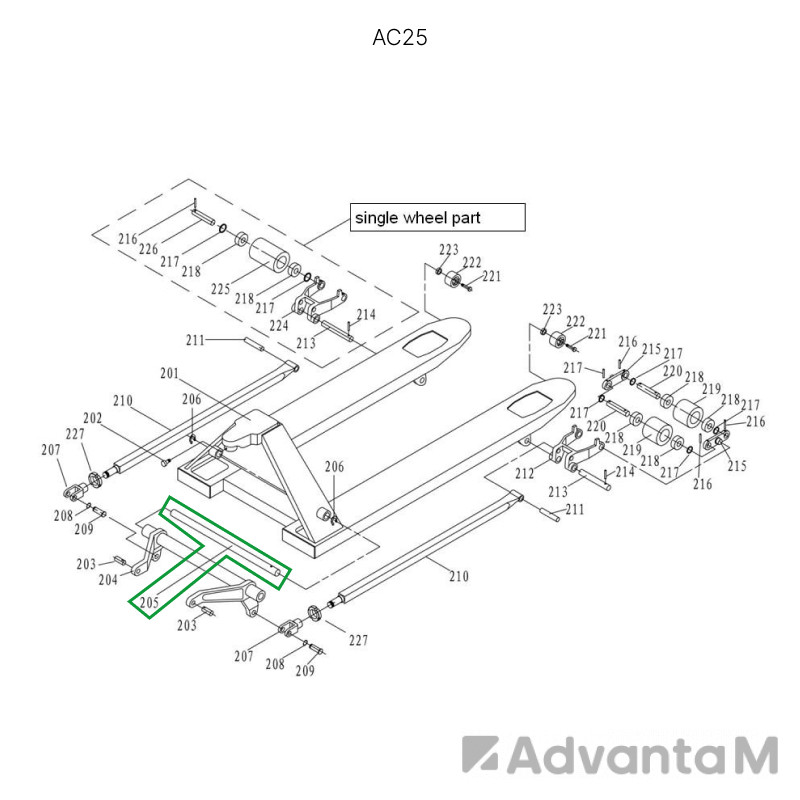 Ось углового рычага для гидравлических тележек AC25  - 1
